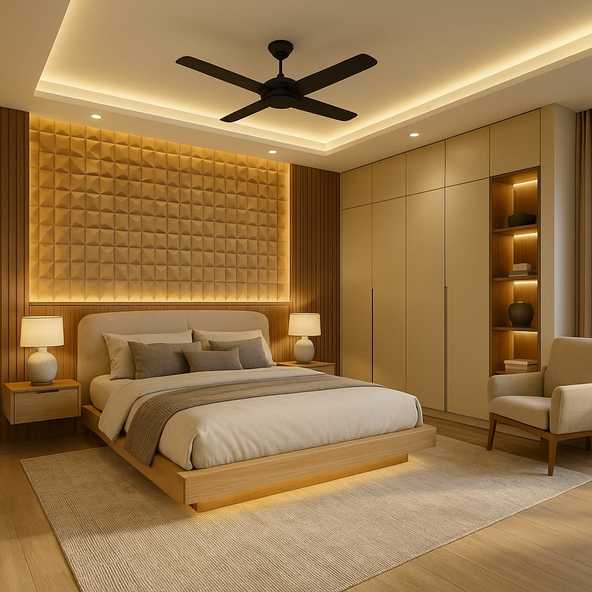 Contemporary Suite in Beige & Wood